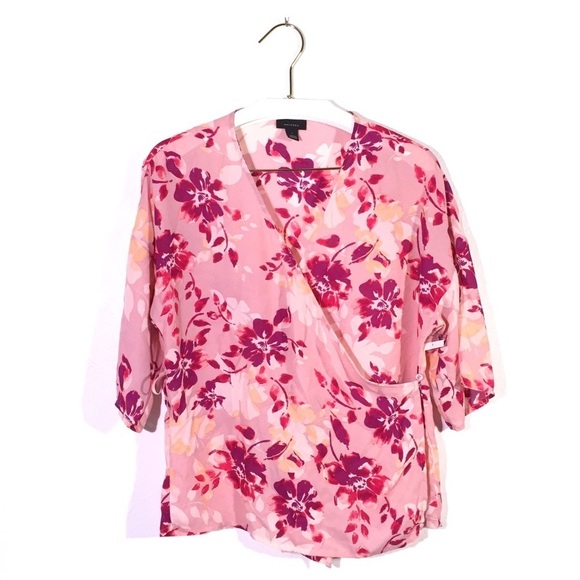 Halogen Women's Pink 3/4 Sleeve Floral Top - 10 - Picture 2 of 8
